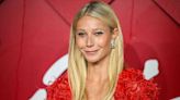 Gwyneth Paltrow Looked Festive in a Red Vintage Valentino Gown and Matching Sheer Cape