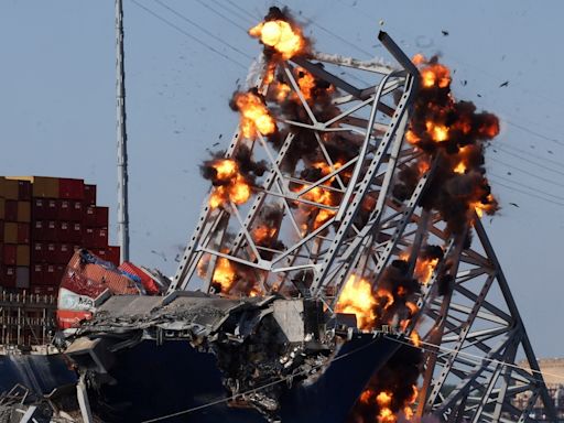 Francis Scott Key Bridge wreckage demolished in controlled explosion after delays