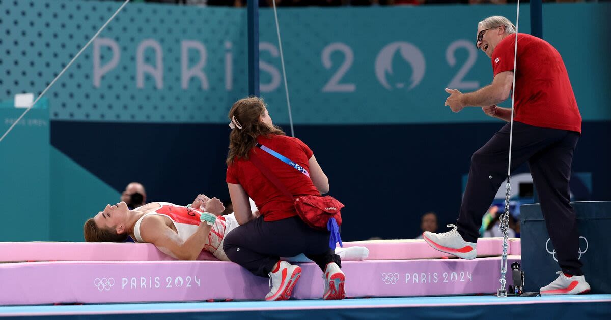 Olympics gymnast left bloodied after nasty 'never-seen-before' fall during final