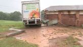 Tractor trailer crashes, trees down after heavy rainfall in the foothills