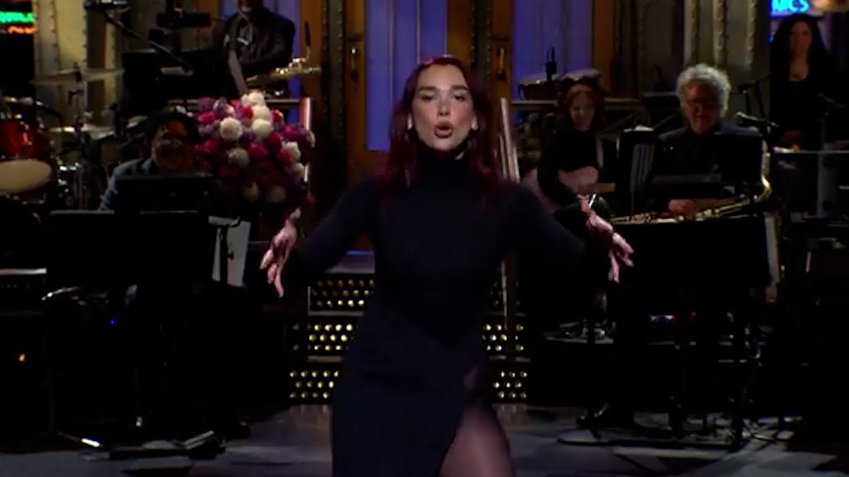 Dua Lipa addresses viral meme about her dancing in SNL monologue