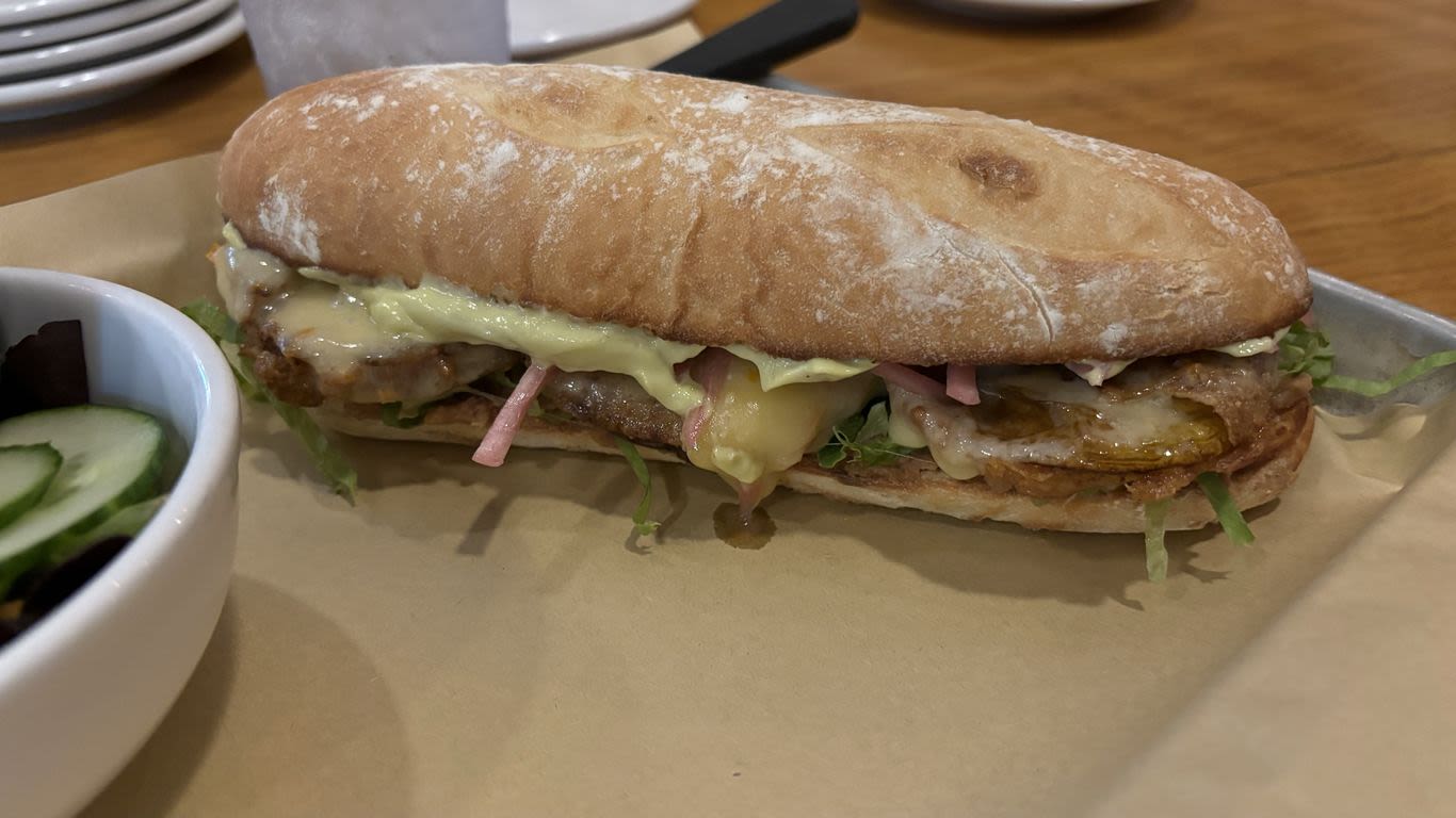 Moontown Brewing's fried green tomato torta is messy, but worth it