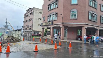 蘇澳煙波飯店二館工程後方道路下陷龜裂 面積約20平方公尺