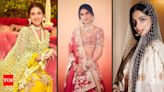Radhika Merchant's floral dupatta for Haldi reminds us of Rhea Kapoor's pearly wedding veil | Hindi Movie News - Times of India