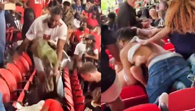 VIDEO: Saints & Falcons Fans Go At It During Wild Brawls In The Cheap Seats At Mercedez-Benz Stadium