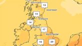 Met Office weather map shows exactly where temperatures will climb to 20C in UK today amid 'mini-heatwave'