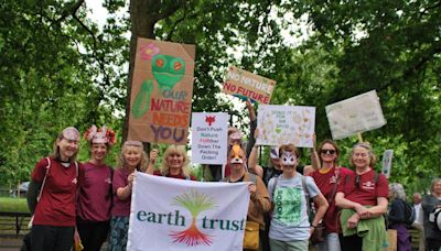 Earth Trust volunteers march in London protests alongside Dame Emma Thompson