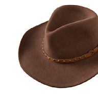 Also known as a Vaquero hat. Has a tall, creased crown and a wide brim that is turned up at the sides. Often made from felt or straw. Popular among ranchers and cowboys in the Southwest.