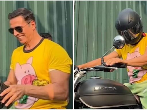 WATCH: Akshay Kumar makes paps excited as he goes out for bike ride; actor's humble gesture wins over internet