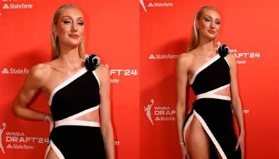 Cameron Brink Channels the Black-and-white Trend in Asymmetrical Balmain Dress at the 2024 WNBA Draft