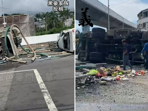 恐怖！水泥預拌車長下坡「煞不住」 撞翻3車，5人受傷送醫