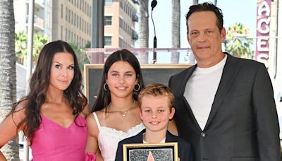 Vince Vaughn with wife Kyla and two kids at Walk of Fame ceremony