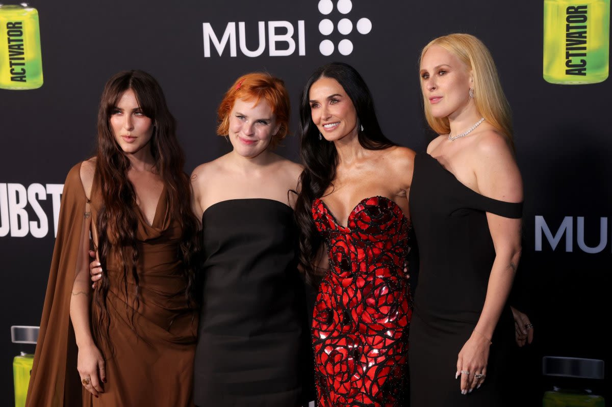 Look: Demi Moore brings daughters to 'The Substance' premiere