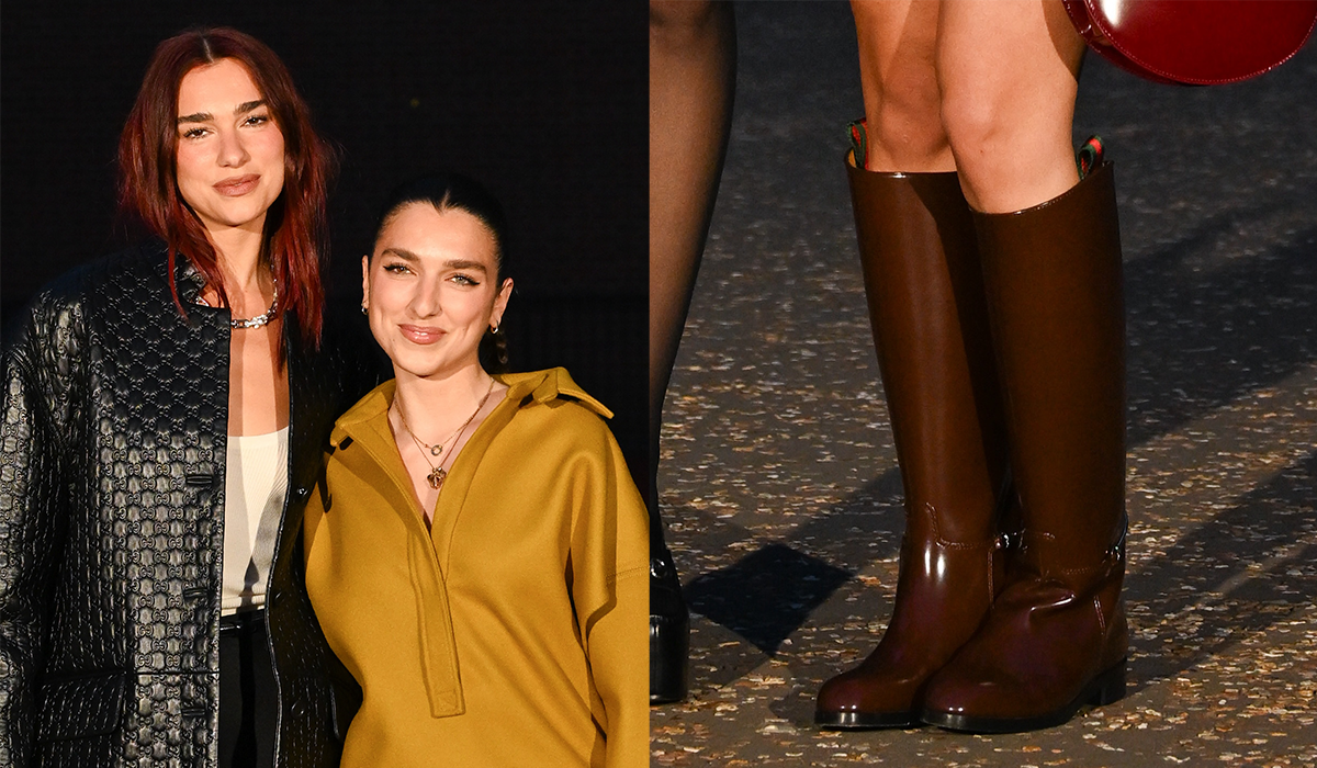 Rina Lipa Steps Out With Sister Dua Lipa in Knee-High Boots for Gucci’s Cruise 2025 Show