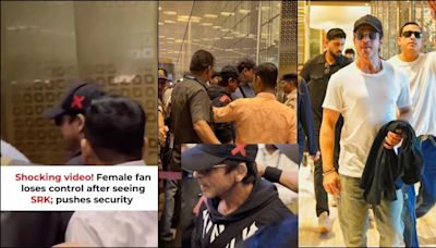 Female fan screams seeing Shah Rukh Khan, pushes his security; SRK loses balance and trips [Watch]