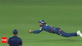 Watch: KL Rahul takes a fine diving catch on second attempt to send Shai Hope back | Cricket News - Times of India