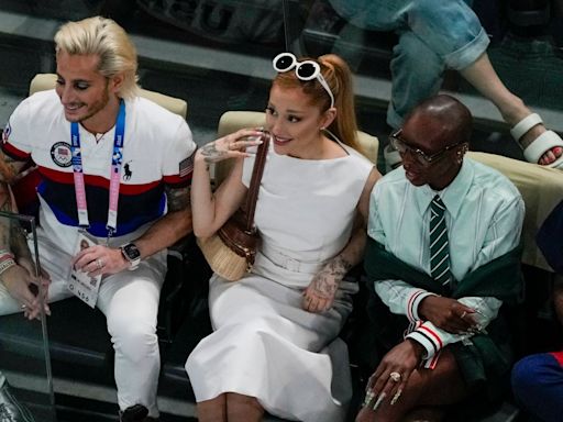 Ariana Grande and Cynthia Erivo cheer on Simone Biles at Paris Olympics