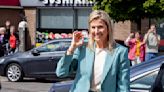 Queen Maxima of the Netherlands Suits Up With Max Mara in Shades of Light Green for Visit to Mental Health Organization Mind Us