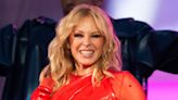 Kylie Minogue is a leading lady in glittering thigh-split gown for ritzy St Tropez gala