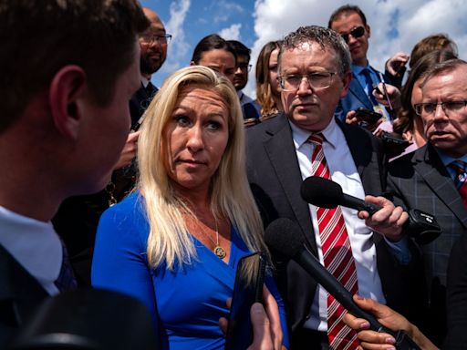 Trump humiliates Marjorie Taylor Greene, telling her to ‘be nice’ to Speaker Johnson after her push to oust him