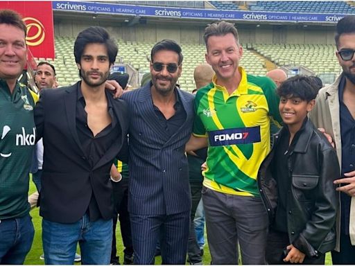 Ajay Devgn spends 'legendary time' with Brett Lee and Jacques Kallis in London