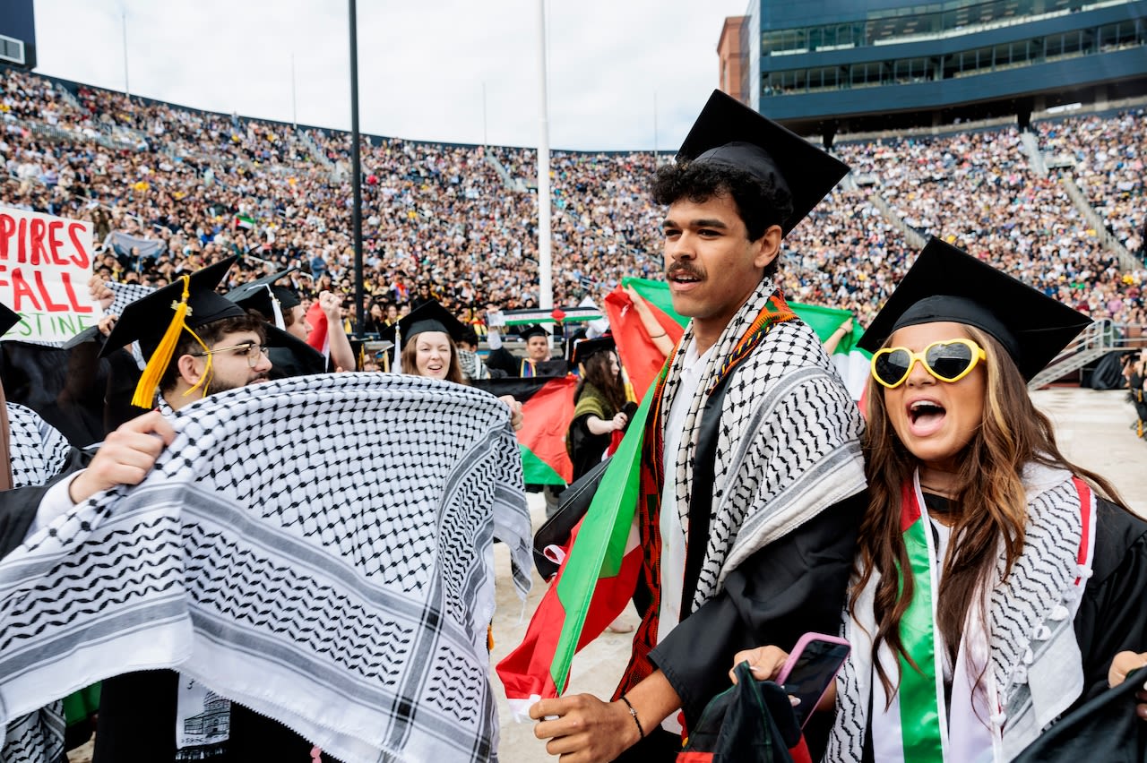 University of Michigan graduates celebrate spring commencement amid protests