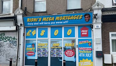 Labour unveils faux ‘Rishi’s Mega Mortgages’ shop front in south London