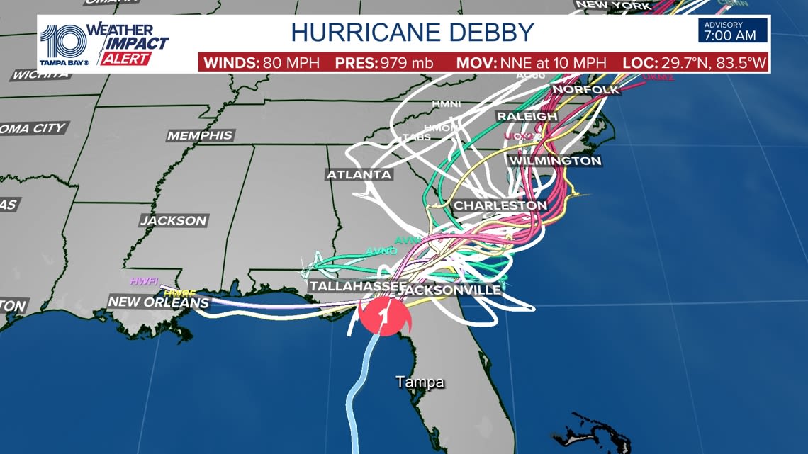 TRACKER: Watch Hurricane Debby using spaghetti models, forecast cone, alerts