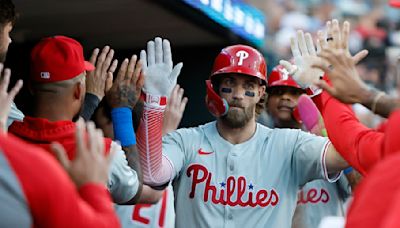 Bryce Harper homers, drives in 5 runs and helps turn triple play in Phillies' 8-1 win over Tigers