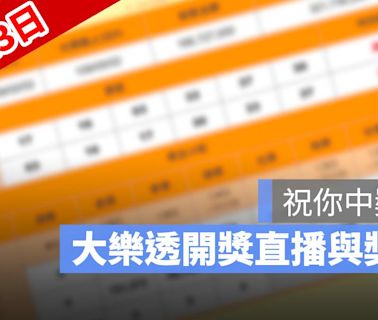 9月13日大樂透開獎直播：大樂透幾點開獎、得獎號碼、獎金看這裡