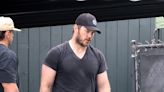 Chris Pratt and Rob Lowe's son John Owen work out in Santa Barbara