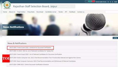 RSMSSB Forest Guard DV Schedule 2020 Released at rsmssb.rajasthan.gov.in: Check Direct Link, Key Details Here - Times of India