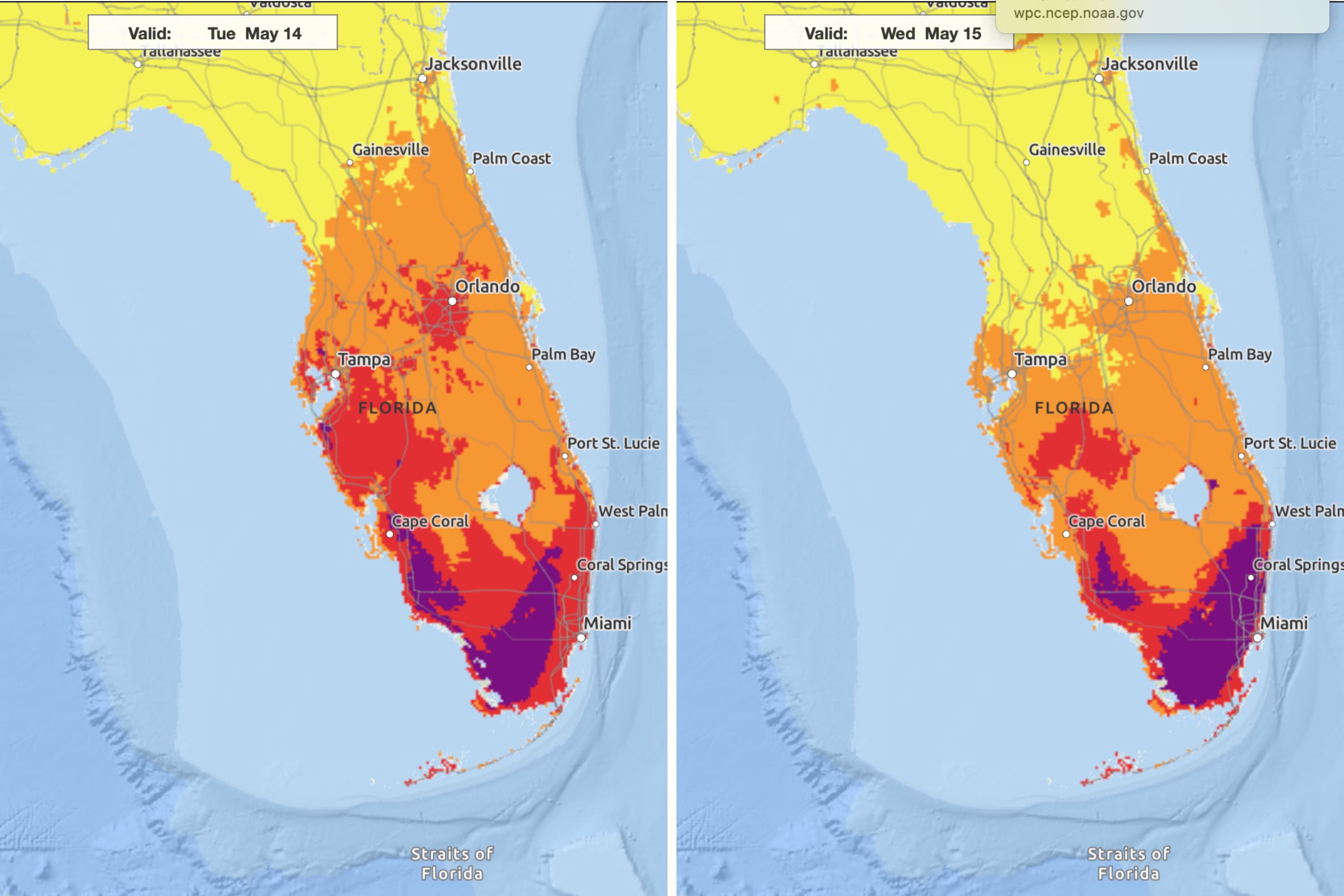 Map shows "extreme" heat risk warning as Florida braces