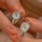 925純銀莫桑鑽圓包一克拉戒指女氣質簡約愛心求婚鑽戒指環送女友