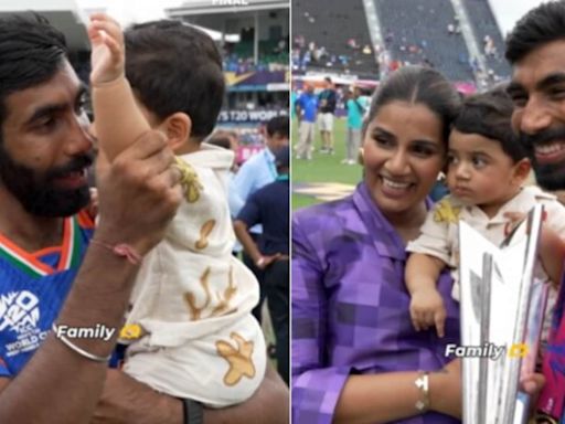 Jasprit Bumrah, Sanjana Ganesan's adorable moment with son steals the show post T20 World Cup win