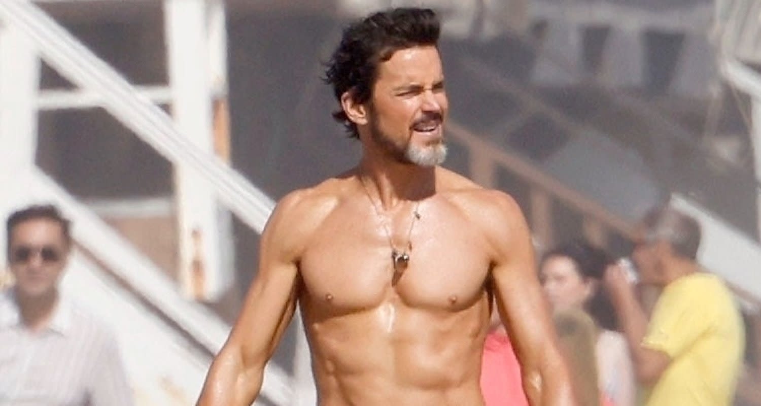 Matt Bomer Shows Off Ripped Shirtless Physique & Lower Back Tattoo While Filming Beach Scenes for New Movie ‘Outcome’