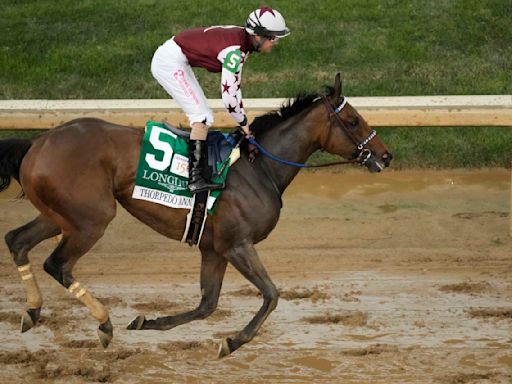 Filly Thorpedo Anna goes wire to wire to dominate soggy 150th Kentucky Oaks at Churchill Downs