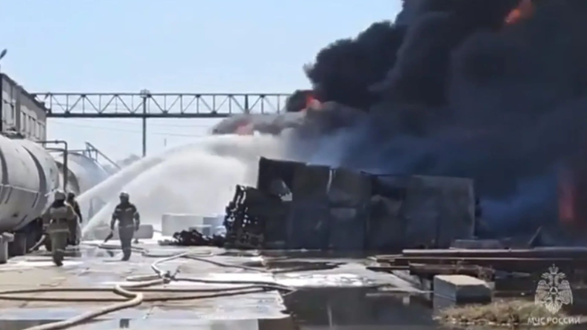 Ukraine 'hits Russian oil depot' as Putin's train explodes in 'sabotage attack'