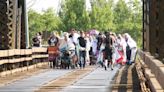 Residential school warriors journey across the Manitoulin Swing Bridge