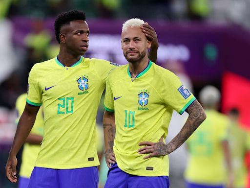 Watch: Neymar’s bemused reaction to Real Madrid star Vinícius Jr’s Brazil substitution