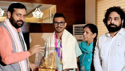 Yuzvendra Chahal Felicitated By Haryana Chief Minister Nayab Saini After T20 World Cup Triumph