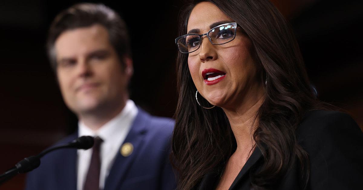 Lauren Boebert speaks at a press conference on President Trump's involvement with January 6 at the U.S. Capitol on Feb. 6, 2024, in Washington, DC.