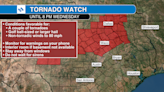 Tornado Watch for much of Texas until 8 p.m. Wednesday