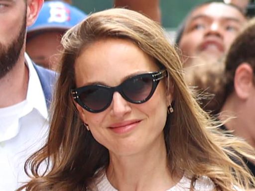 Natalie Portman dons blue jeans and Dior bag on The View in NYC