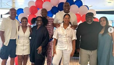 Magic Johnson on vacation with wife Cookie and Samuel L. Jackson