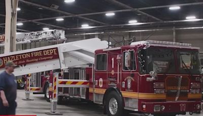 Brand new fire equipment on display during firefighter expo in Harrisburg
