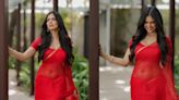 Malavika Mohanan Kickstarted Thangalaan Promotions In A Red Chiffon Saree And Her "Amma's Jewellery"