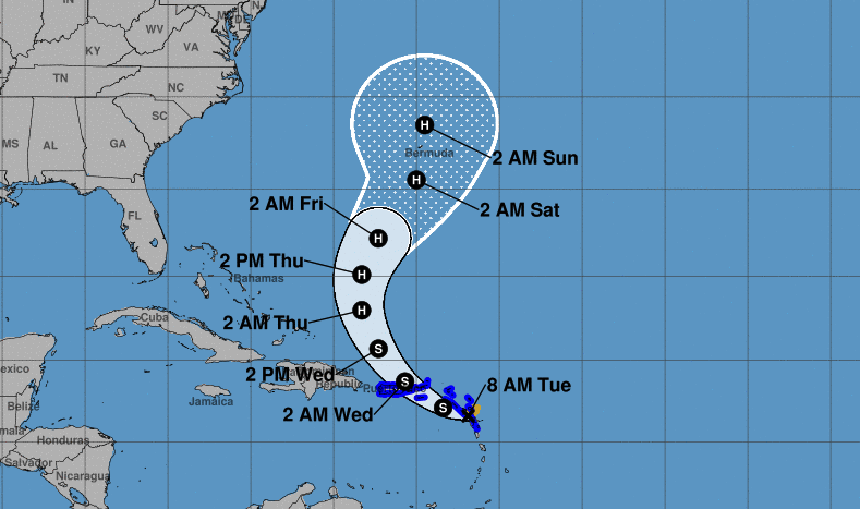 Maps show Tropical Storm Ernesto's path and forecast