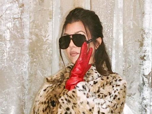 Kourtney Kardashian models leopard print fur coat for Lemme shoot