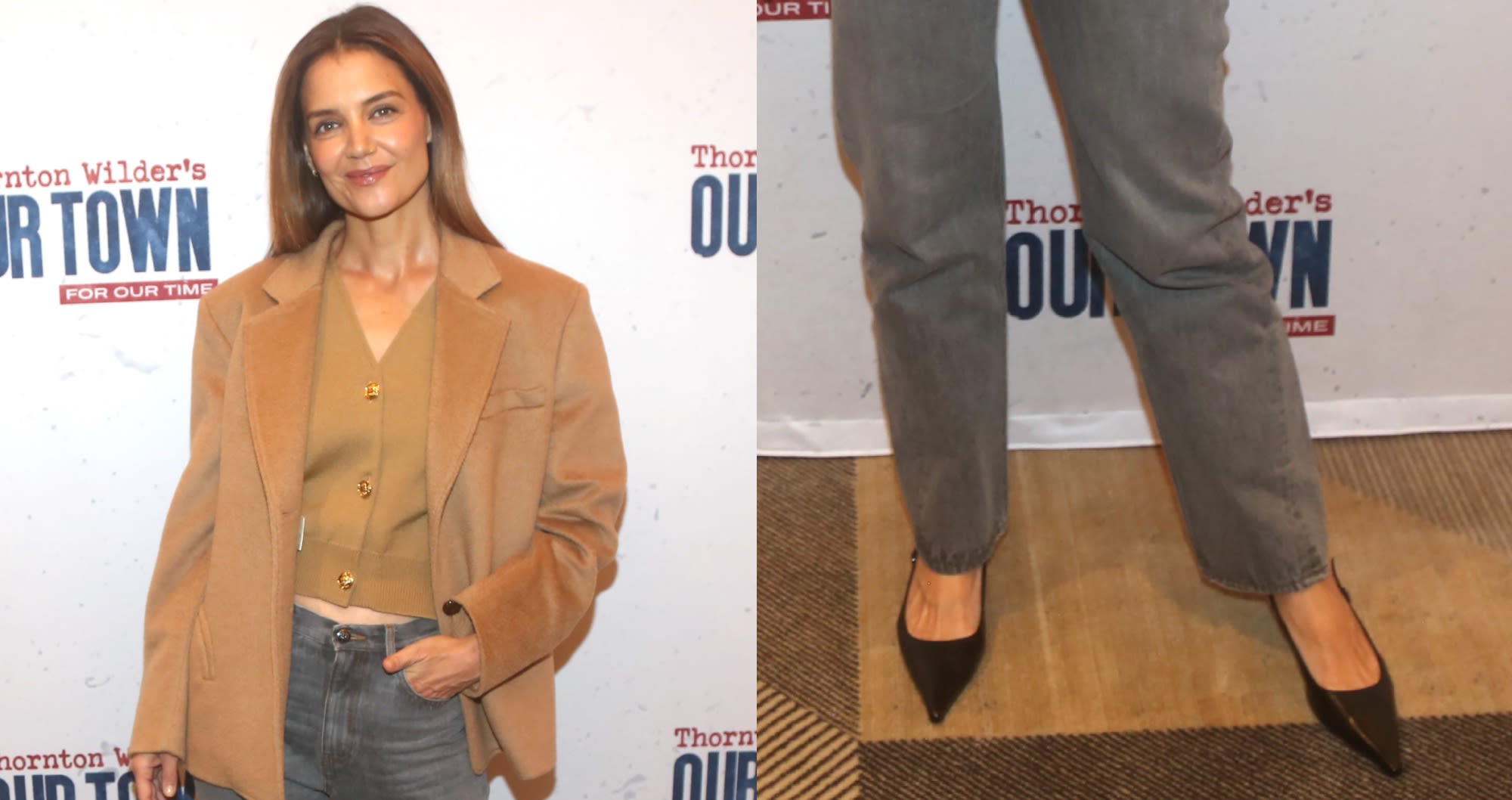 Katie Holmes Brought a Sophisticated Look in Slingback Kitten Heels at the ‘Our Town’ Broadway Press Event